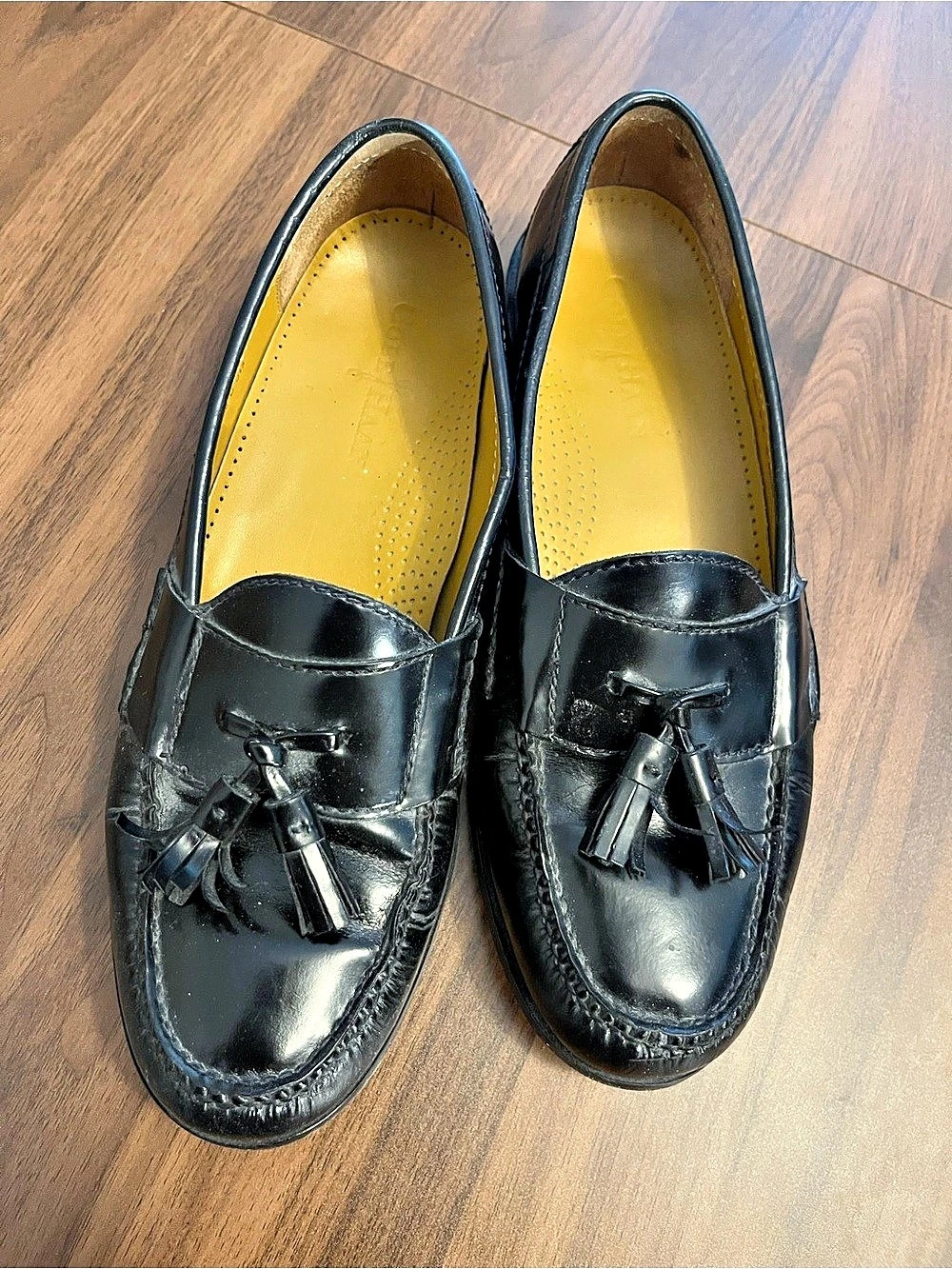 Cole Haan Tassel Loafers Black Leather US 9 D